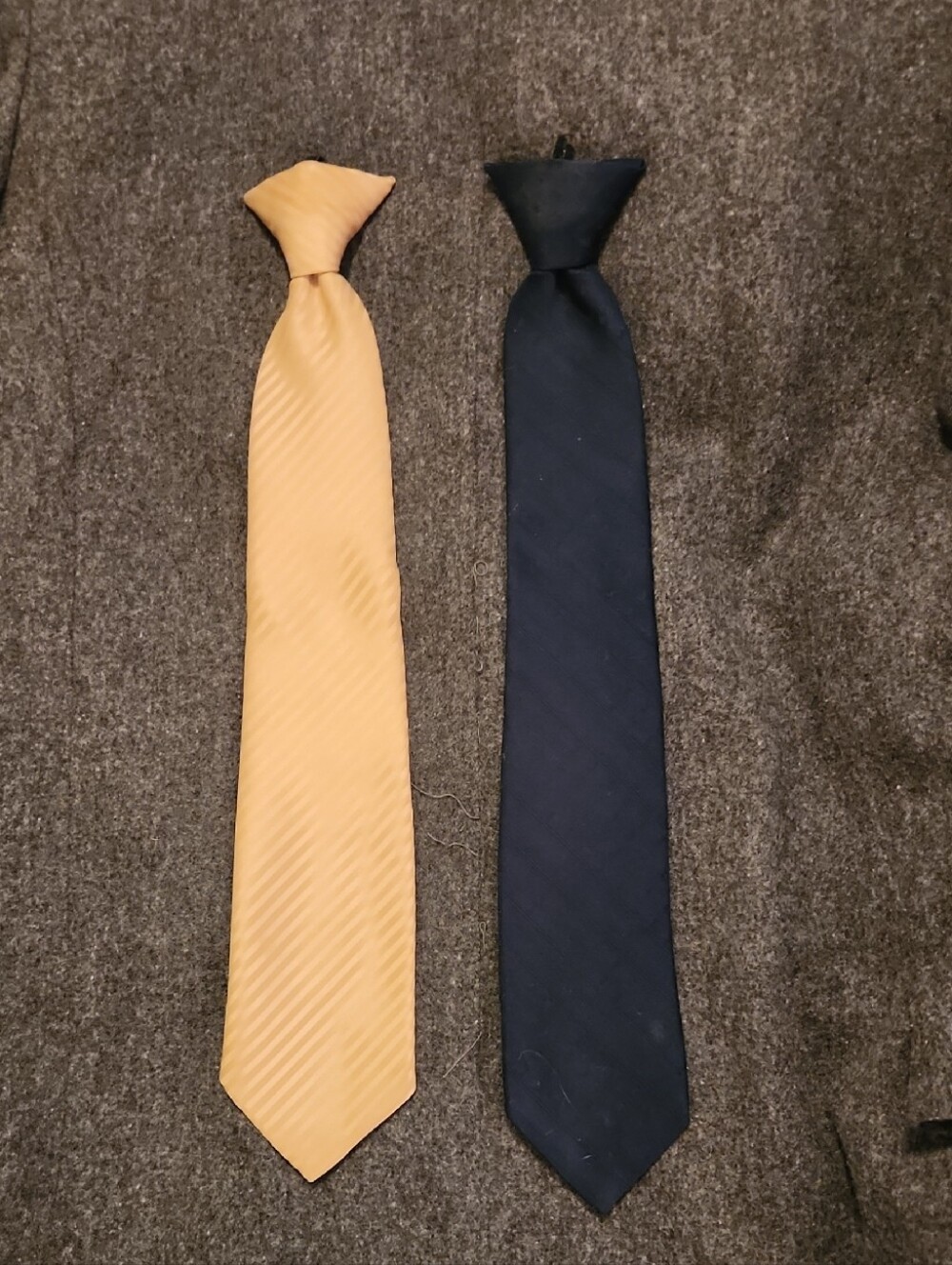 Vintage 70s Yellow and Navy Solid Dress Ties - Pair